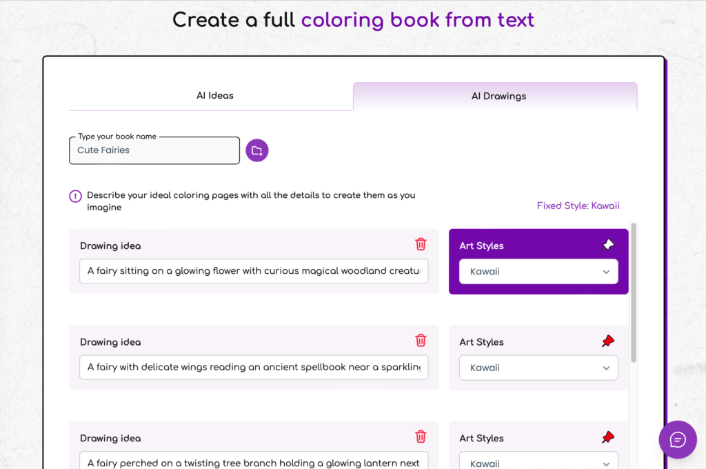 AI coloring book generator – create coloring pages with bold clean outlines